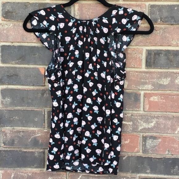 Rose print top mini sleeve keyhole back fairycore cottagecore fairy - Picture 1 of 4